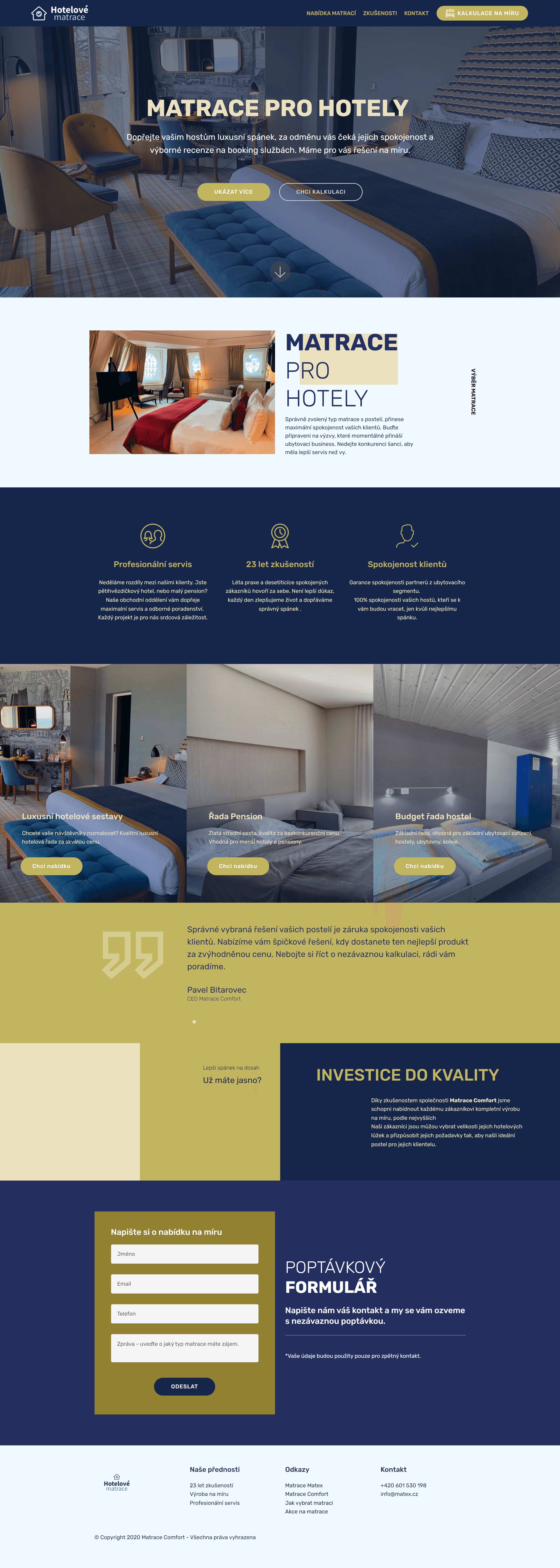 Matrace Pro Hotely Website Screenshot